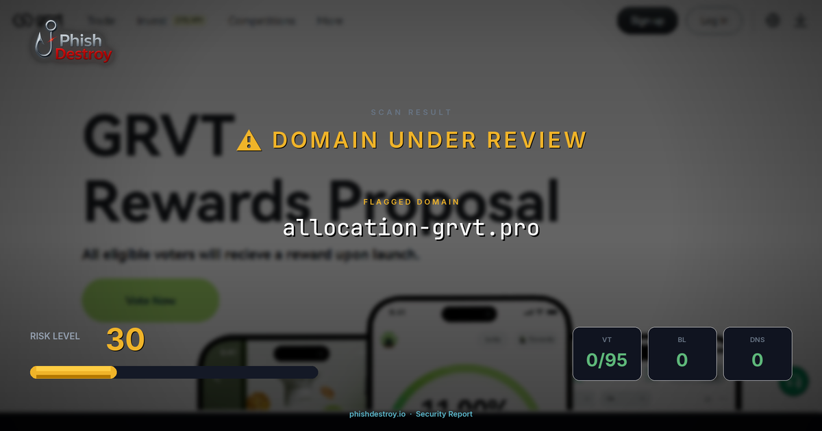 allocation-grvt.pro phishing report — threat analysis by PhishDestroy