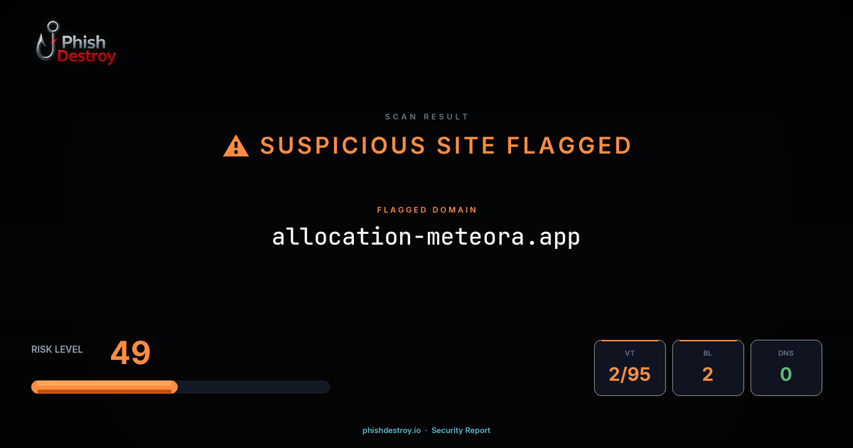 allocation-meteora.app phishing report — threat analysis by PhishDestroy