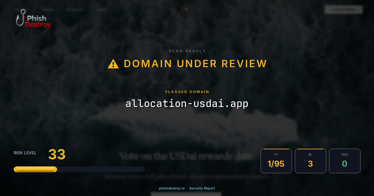 allocation-usdai.app phishing report — threat analysis by PhishDestroy