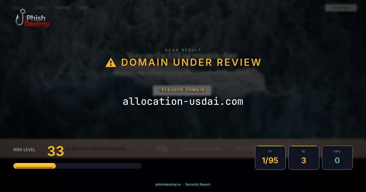 allocation-usdai.com phishing report — threat analysis by PhishDestroy