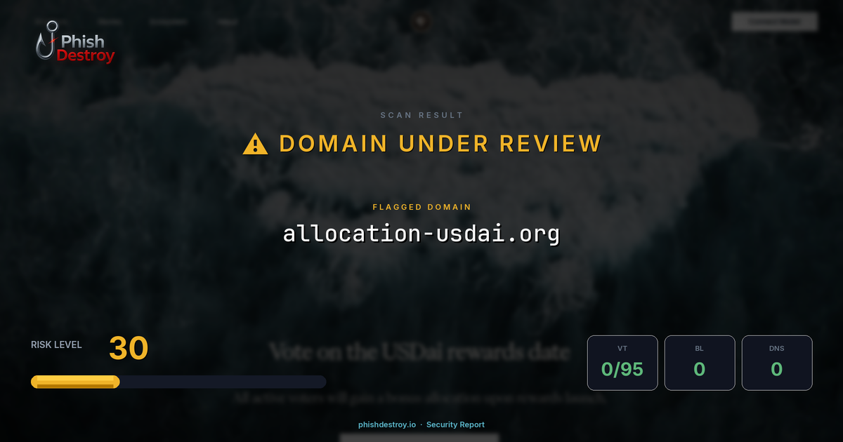 allocation-usdai.org phishing report — threat analysis by PhishDestroy