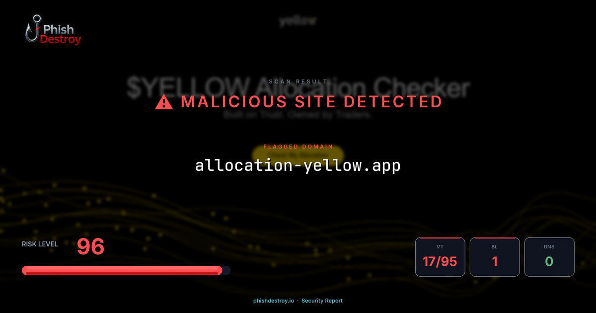 allocation-yellow.app phishing report — threat analysis by PhishDestroy