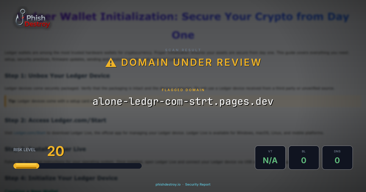 alone-ledgr-com-strt.pages.dev phishing report — threat analysis by PhishDestroy