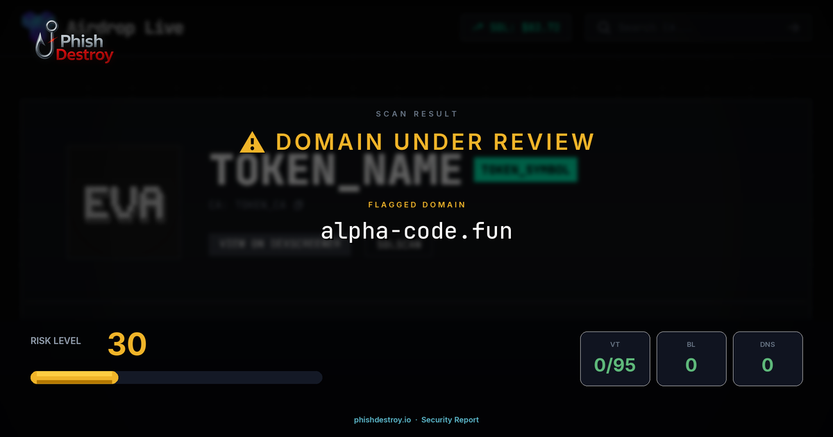 alpha-code.fun phishing report — threat analysis by PhishDestroy