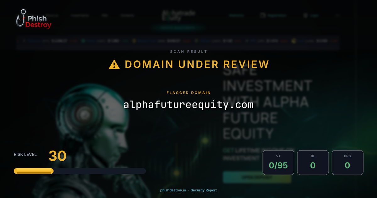 alphafutureequity.com phishing report — threat analysis by PhishDestroy