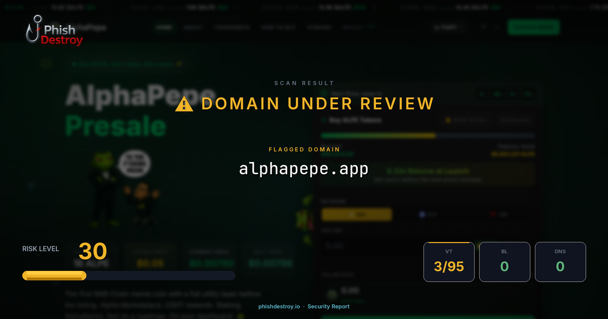 alphapepe.app phishing report — threat analysis by PhishDestroy