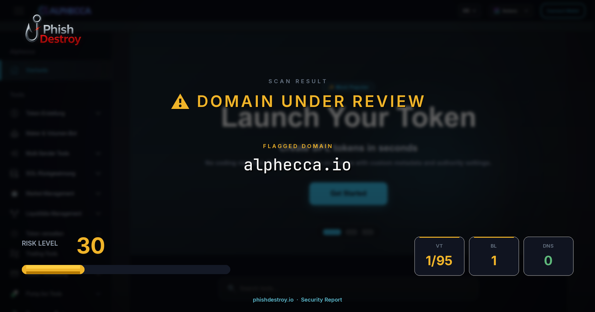 alphecca.io phishing report — threat analysis by PhishDestroy