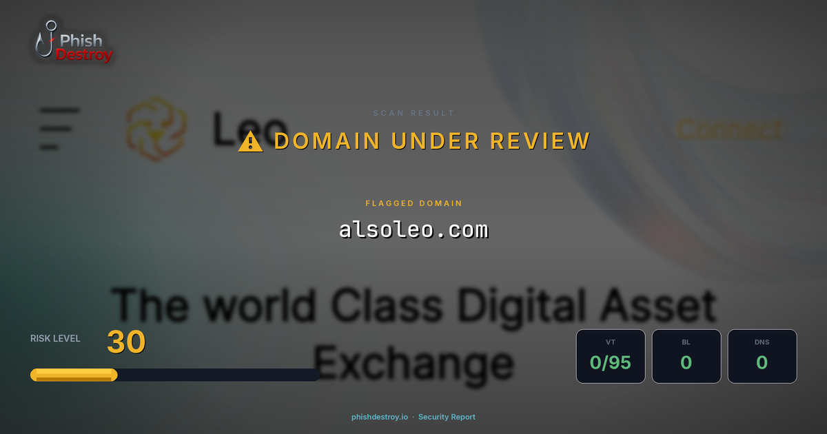alsoleo.com phishing report — threat analysis by PhishDestroy
