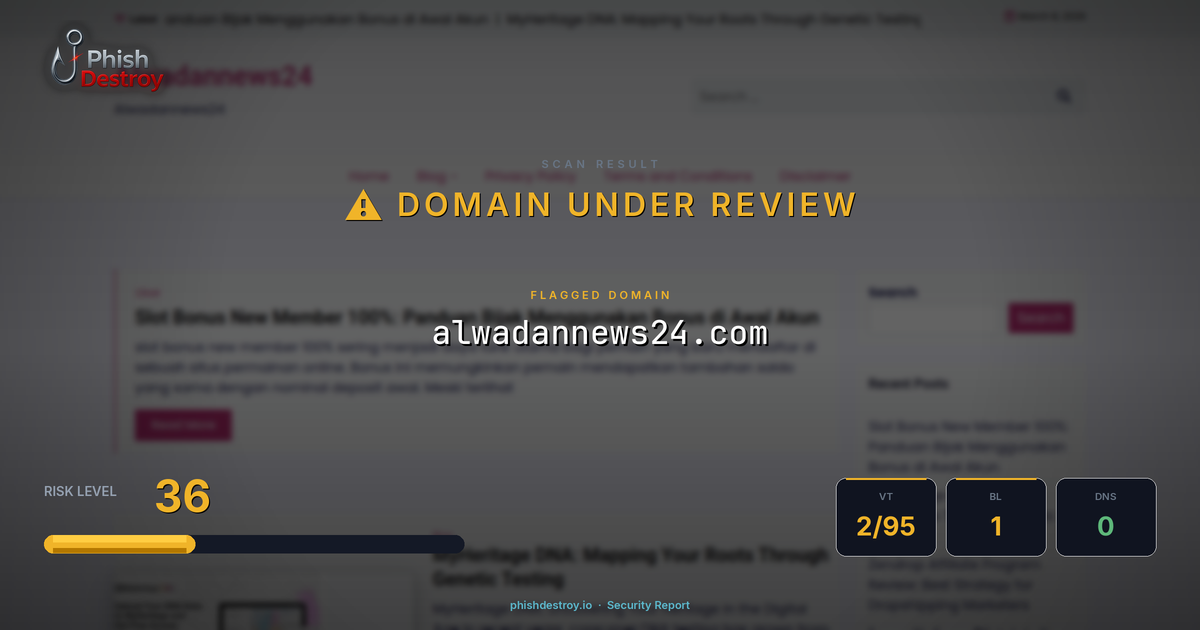 alwadannews24.com phishing report — threat analysis by PhishDestroy