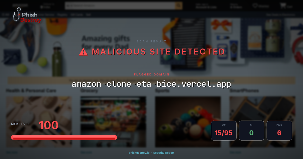 amazon-clone-eta-bice.vercel.app phishing report — threat analysis by PhishDestroy