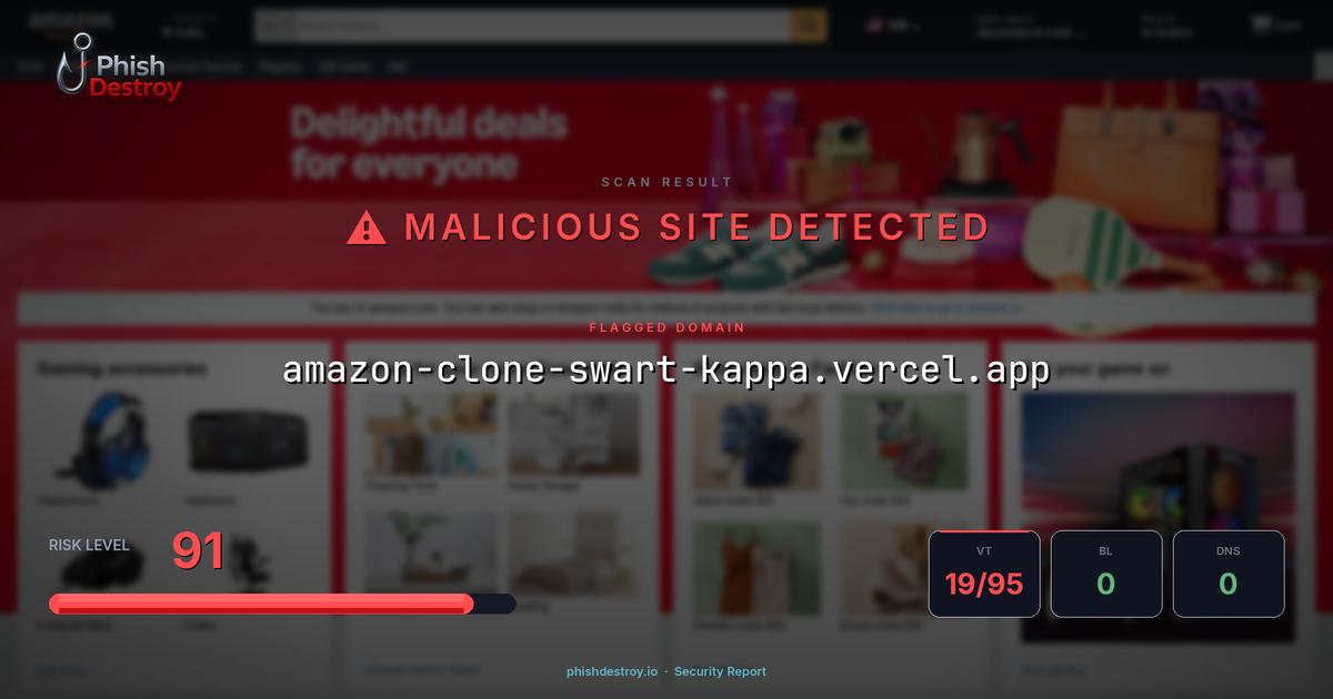 amazon-clone-swart-kappa.vercel.app phishing report — threat analysis by PhishDestroy