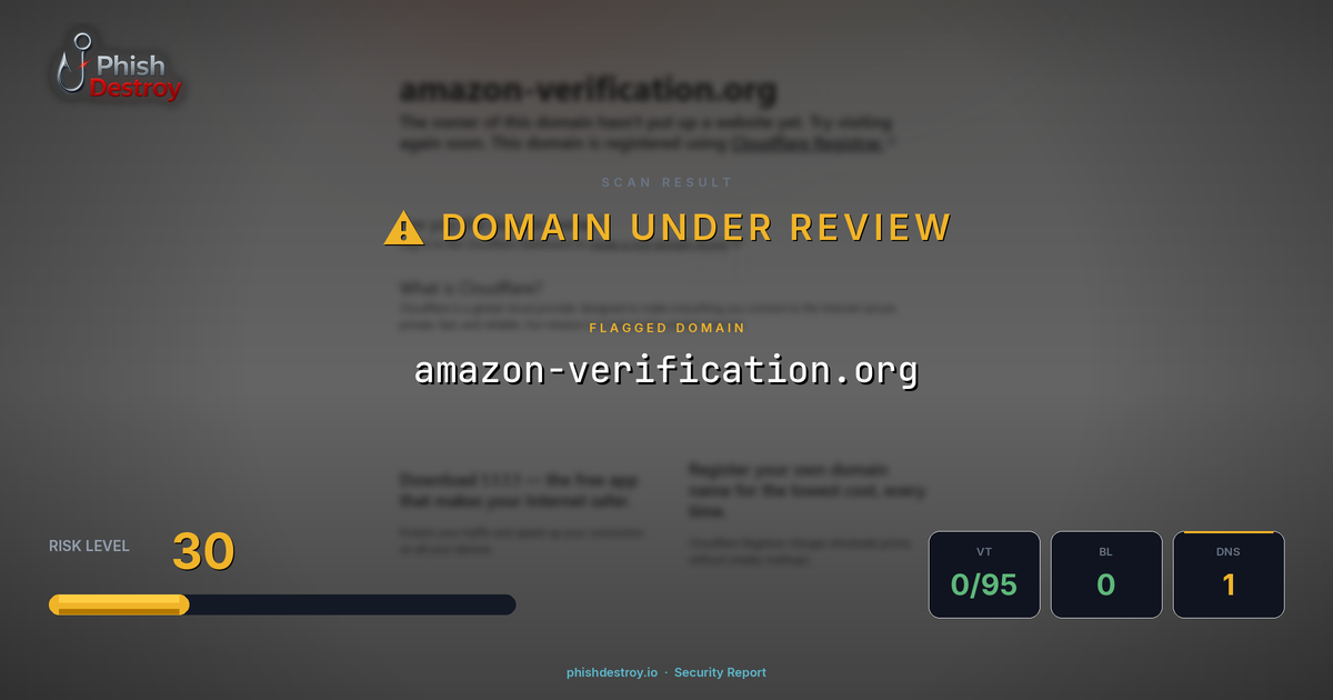 amazon-verification.org phishing report — threat analysis by PhishDestroy