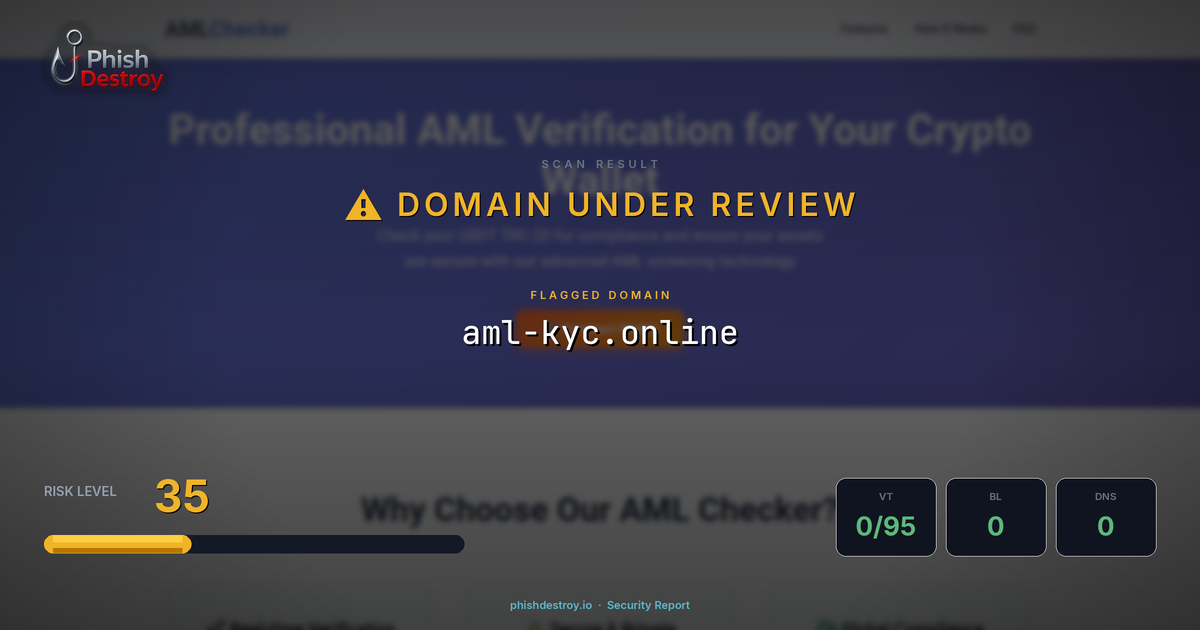 aml-kyc.online phishing report — threat analysis by PhishDestroy
