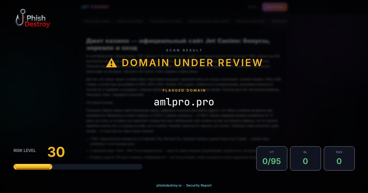 amlpro.pro phishing report — threat analysis by PhishDestroy
