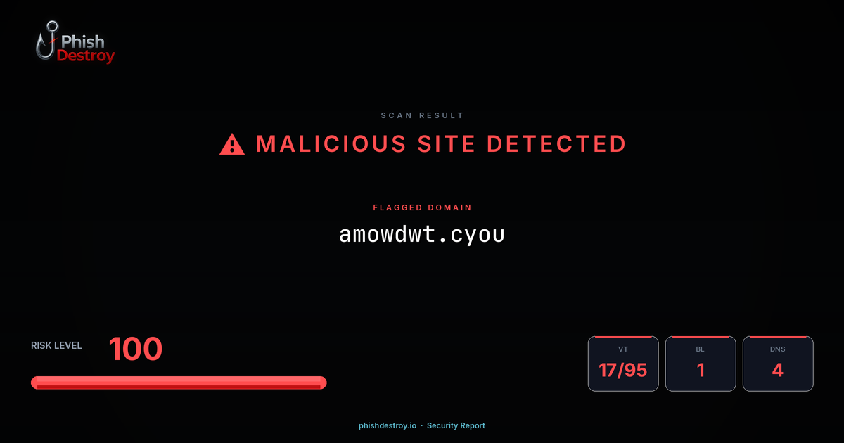 amowdwt.cyou phishing report — threat analysis by PhishDestroy