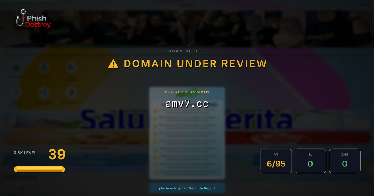 amv7.cc phishing report — threat analysis by PhishDestroy