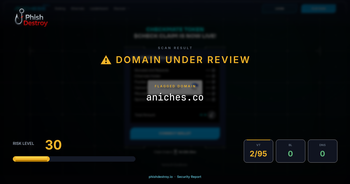 aniches.co phishing report — threat analysis by PhishDestroy