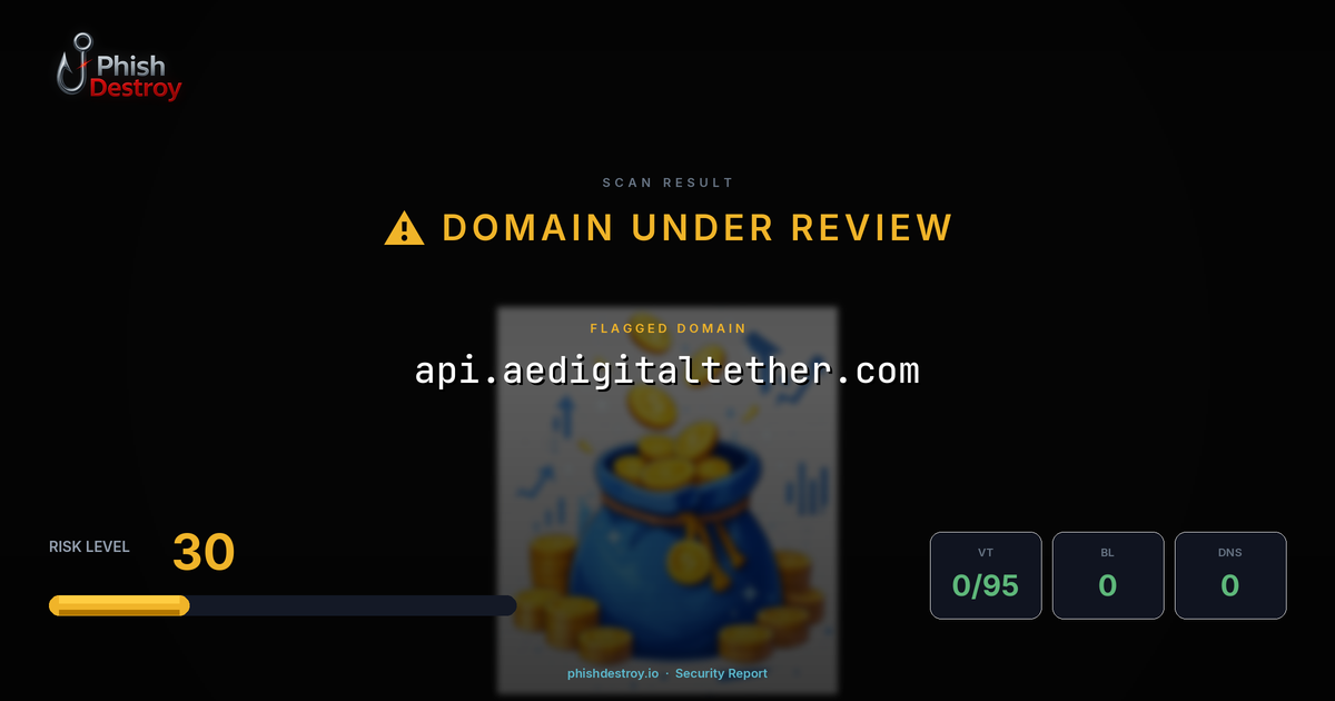 api.aedigitaltether.com phishing report — threat analysis by PhishDestroy