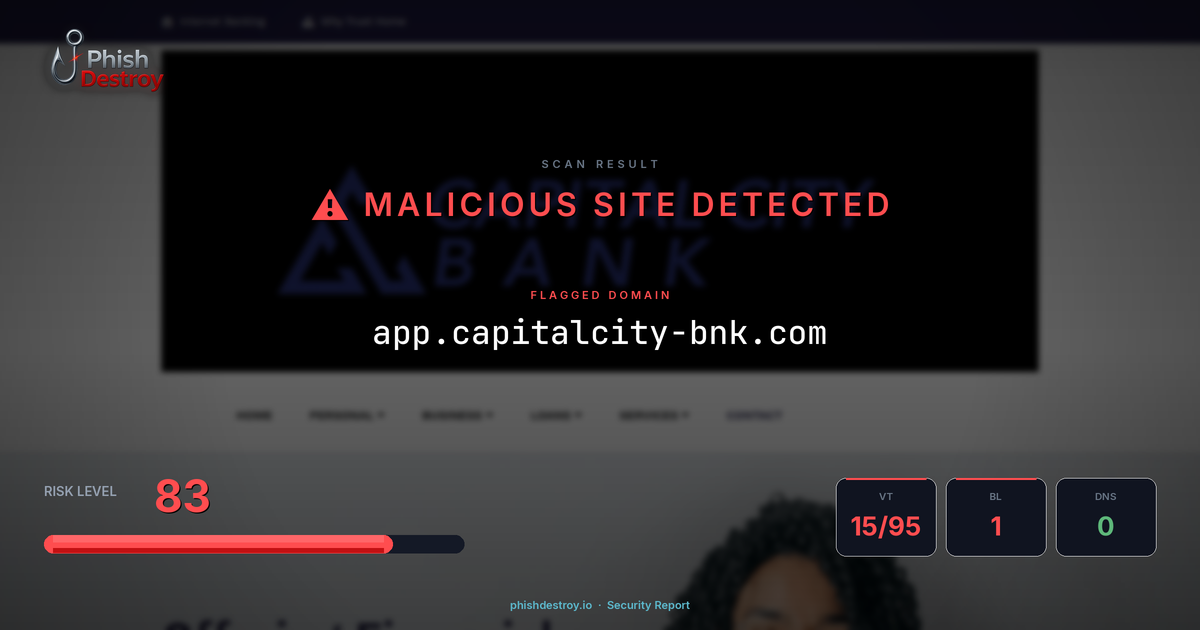 app.capitalcity-bnk.com phishing report — threat analysis by PhishDestroy
