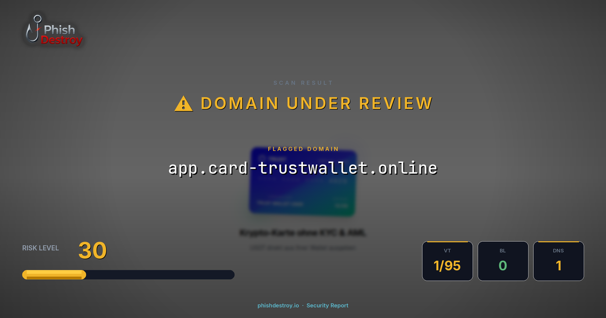 app.card-trustwallet.online phishing report — threat analysis by PhishDestroy