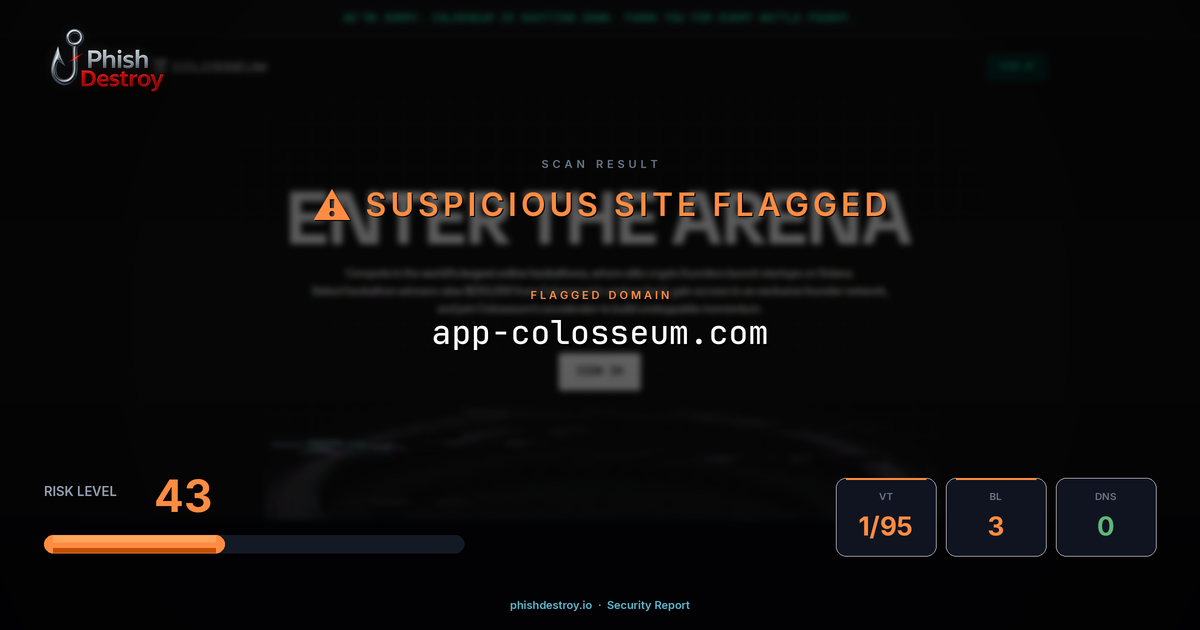 app-colosseum.com phishing report — threat analysis by PhishDestroy