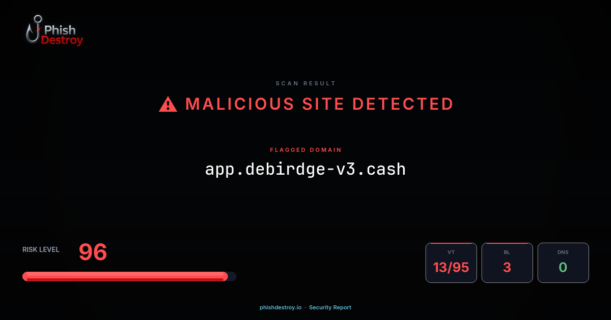 app.debirdge-v3.cash phishing report — threat analysis by PhishDestroy