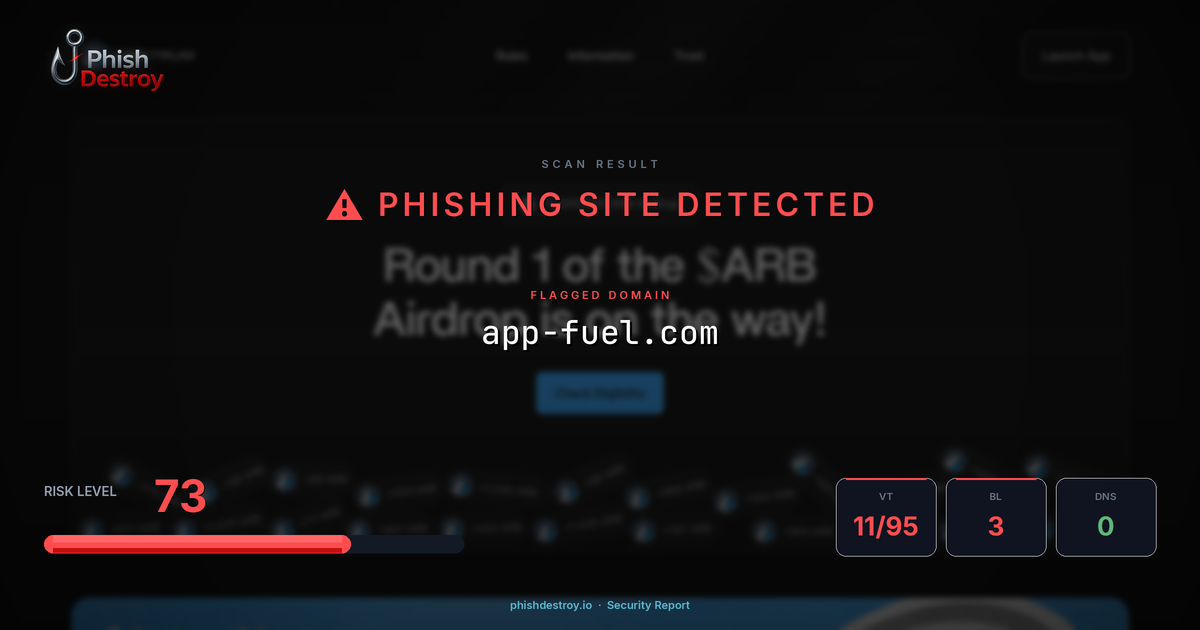 app-fuel.com phishing report — threat analysis by PhishDestroy