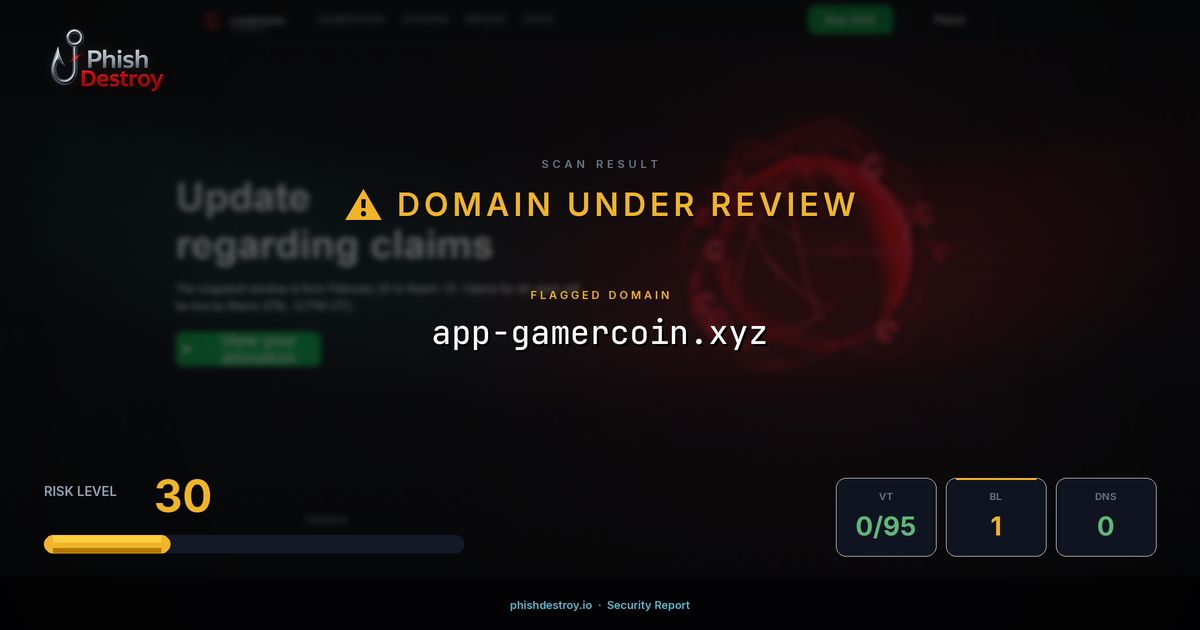 app-gamercoin.xyz phishing report — threat analysis by PhishDestroy