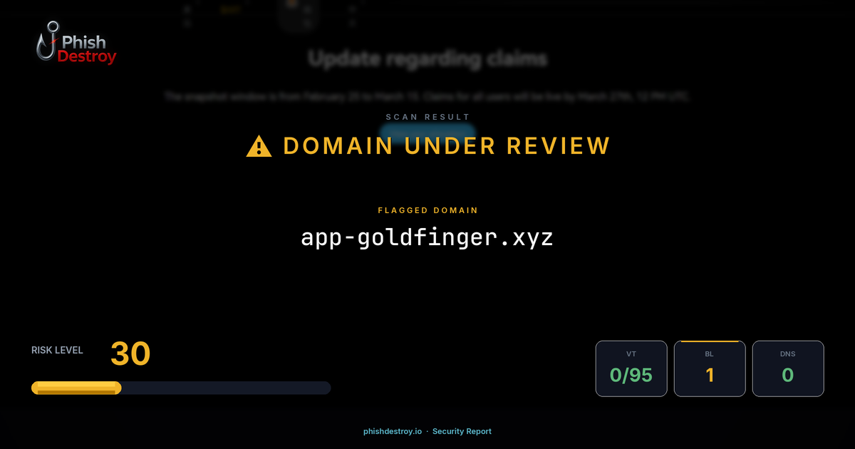 app-goldfinger.xyz phishing report — threat analysis by PhishDestroy