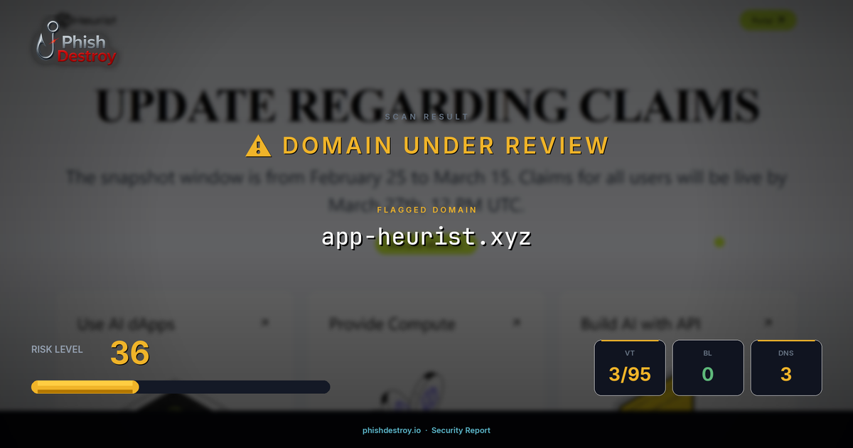 app-heurist.xyz phishing report — threat analysis by PhishDestroy