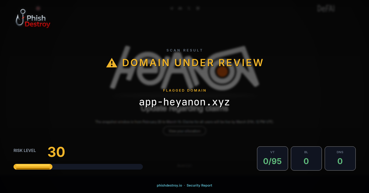 app-heyanon.xyz phishing report — threat analysis by PhishDestroy