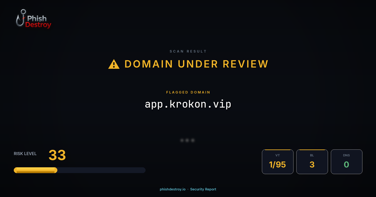app.krokon.vip phishing report — threat analysis by PhishDestroy