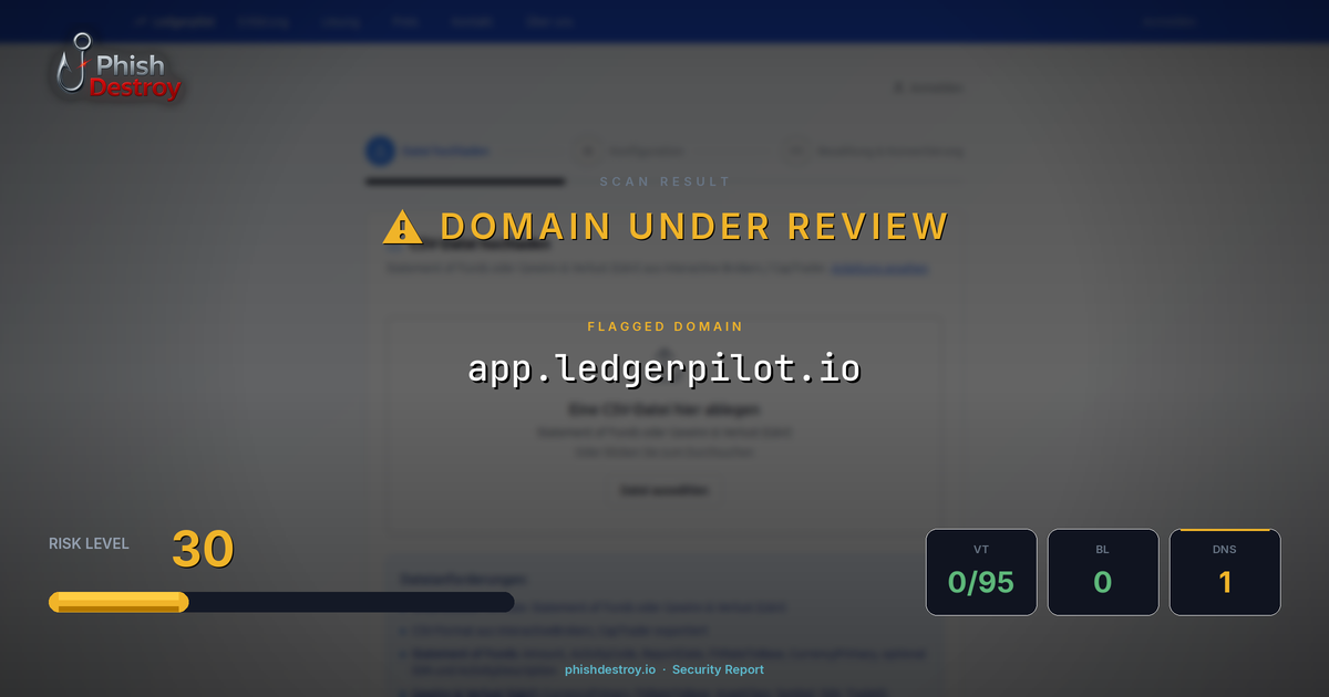app.ledgerpilot.io phishing report — threat analysis by PhishDestroy