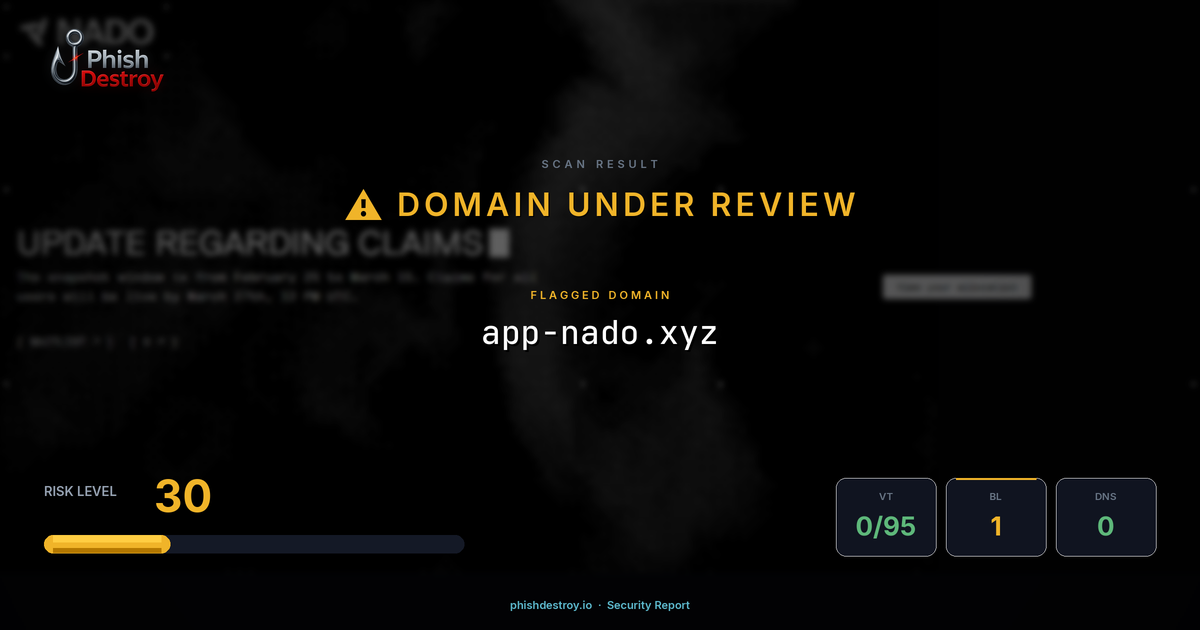 app-nado.xyz phishing report — threat analysis by PhishDestroy