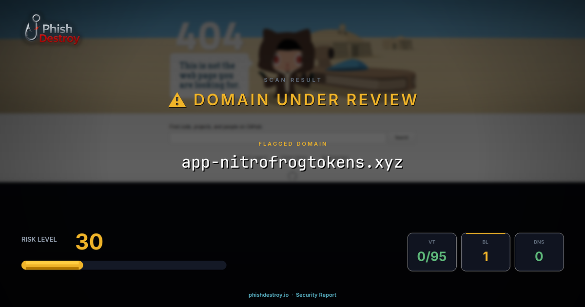 app-nitrofrogtokens.xyz phishing report — threat analysis by PhishDestroy