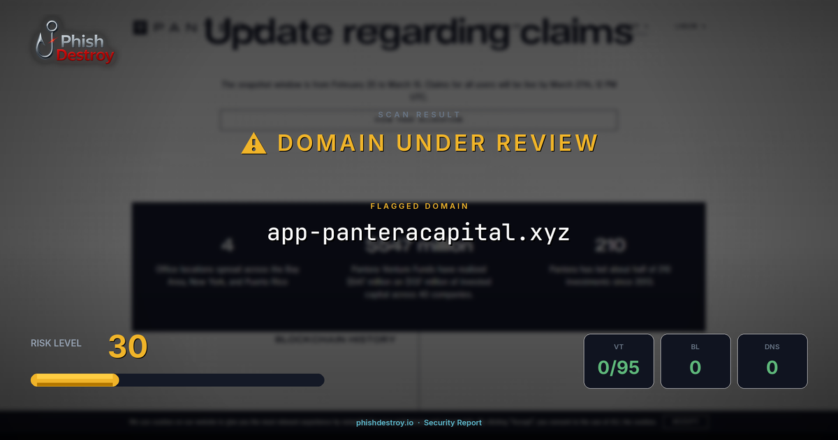 app-panteracapital.xyz phishing report — threat analysis by PhishDestroy