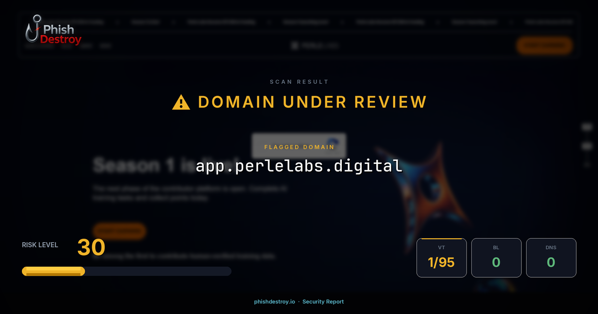 app.perlelabs.digital phishing report — threat analysis by PhishDestroy