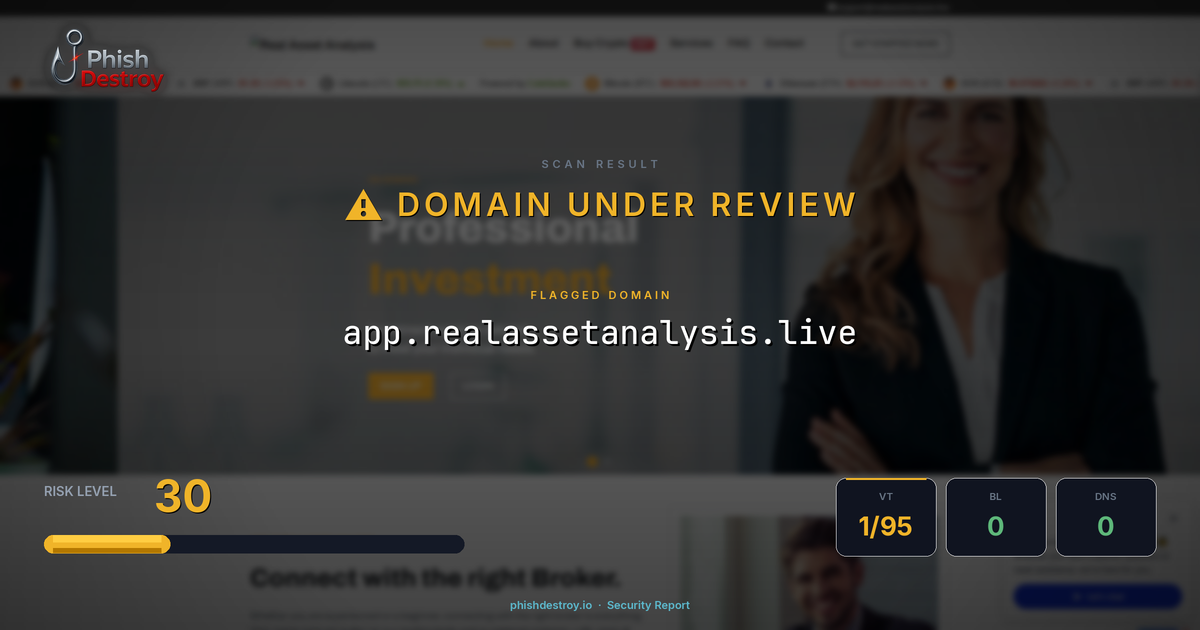 app.realassetanalysis.live phishing report — threat analysis by PhishDestroy