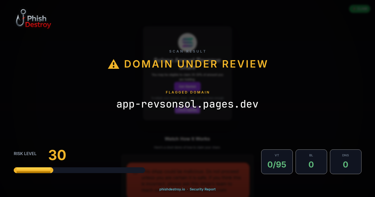app-revsonsol.pages.dev phishing report — threat analysis by PhishDestroy