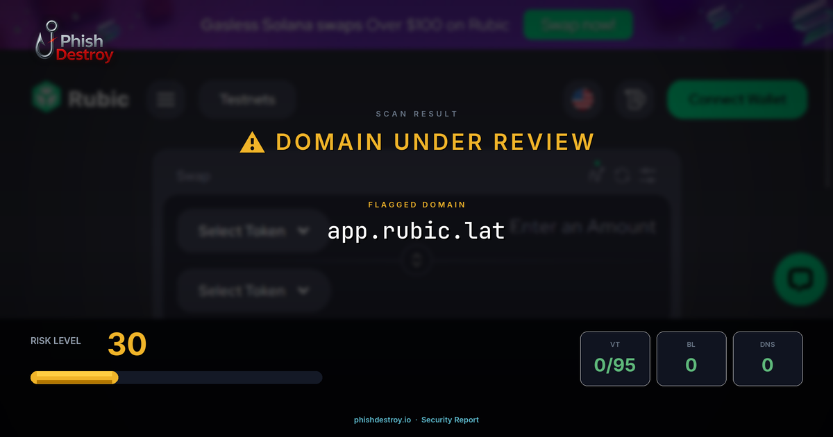 app.rubic.lat phishing report — threat analysis by PhishDestroy