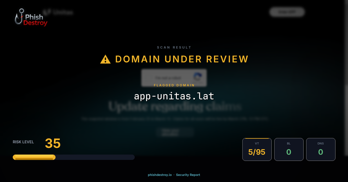 app-unitas.lat phishing report — threat analysis by PhishDestroy