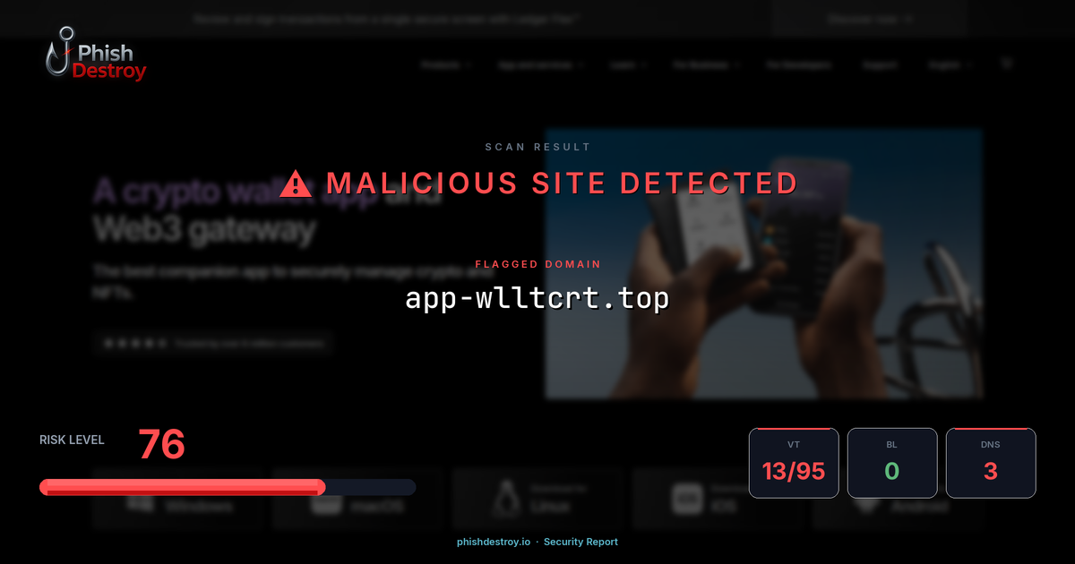 app-wlltcrt.top phishing report — threat analysis by PhishDestroy