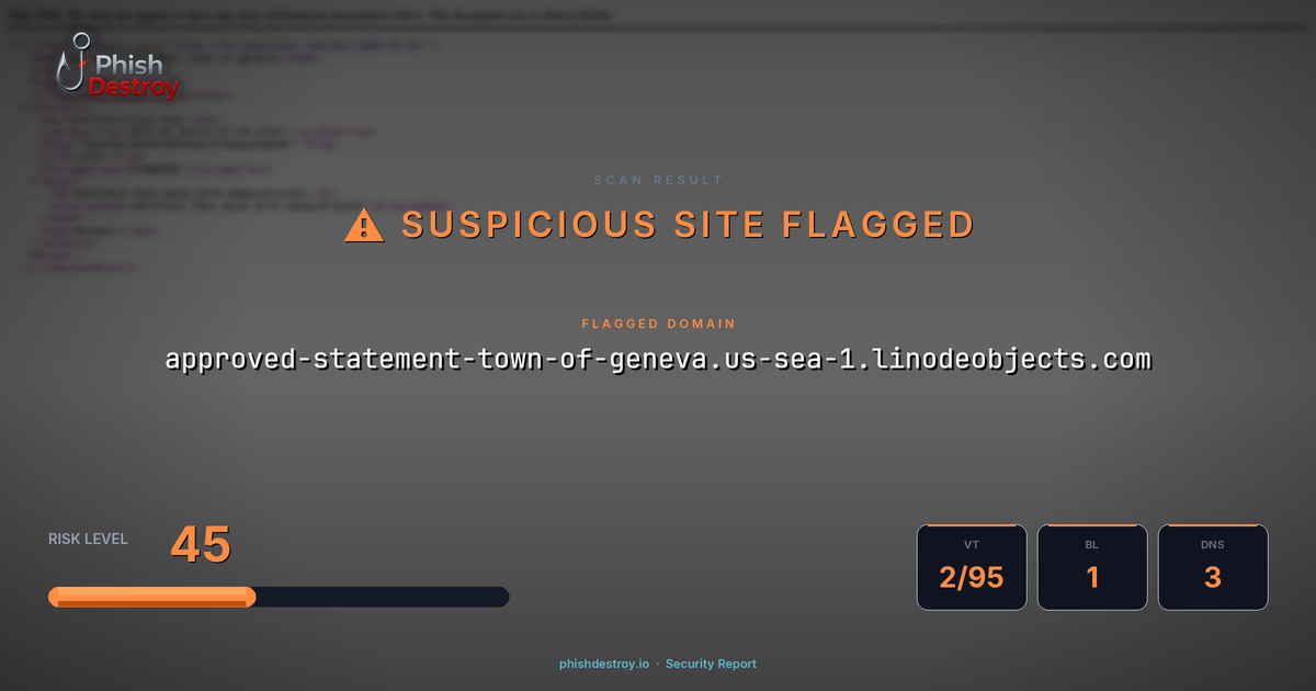 approved-statement-town-of-geneva.us-sea-1.linodeobjects.com phishing report — threat analysis by PhishDestroy
