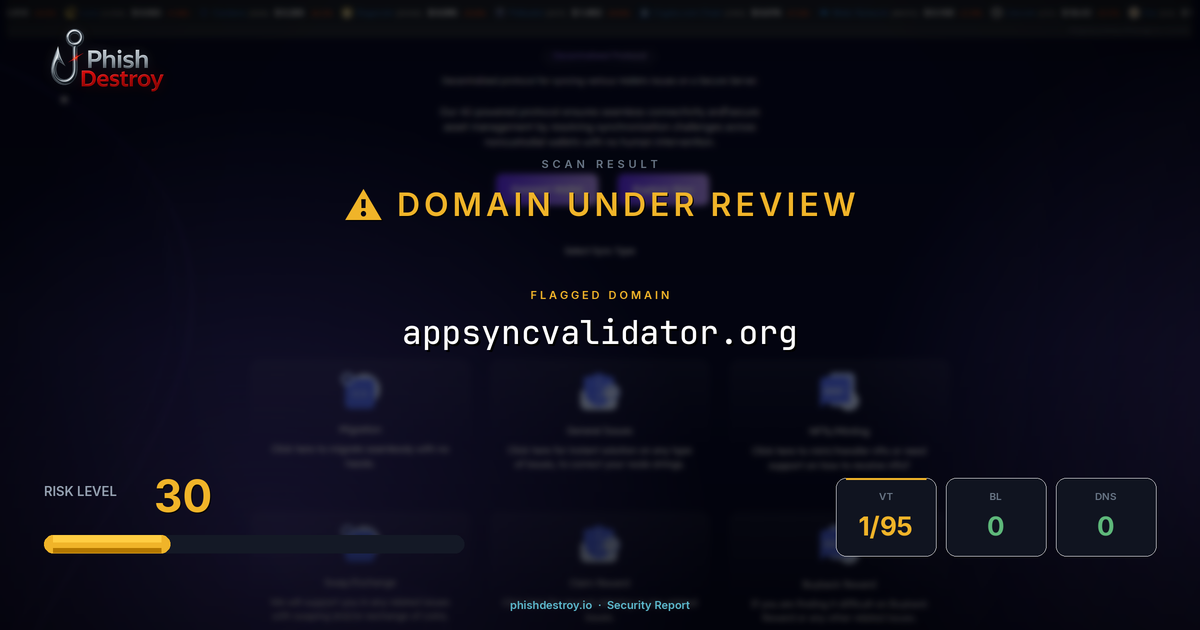 appsyncvalidator.org phishing report — threat analysis by PhishDestroy
