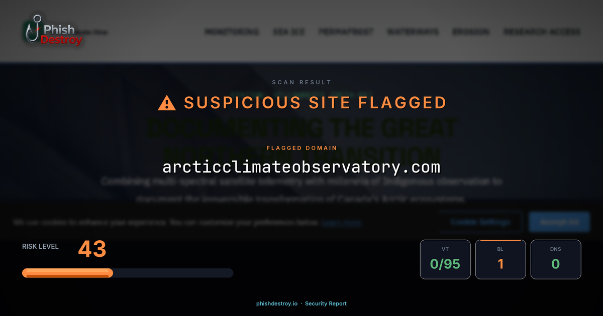 arcticclimateobservatory.com phishing report — threat analysis by PhishDestroy