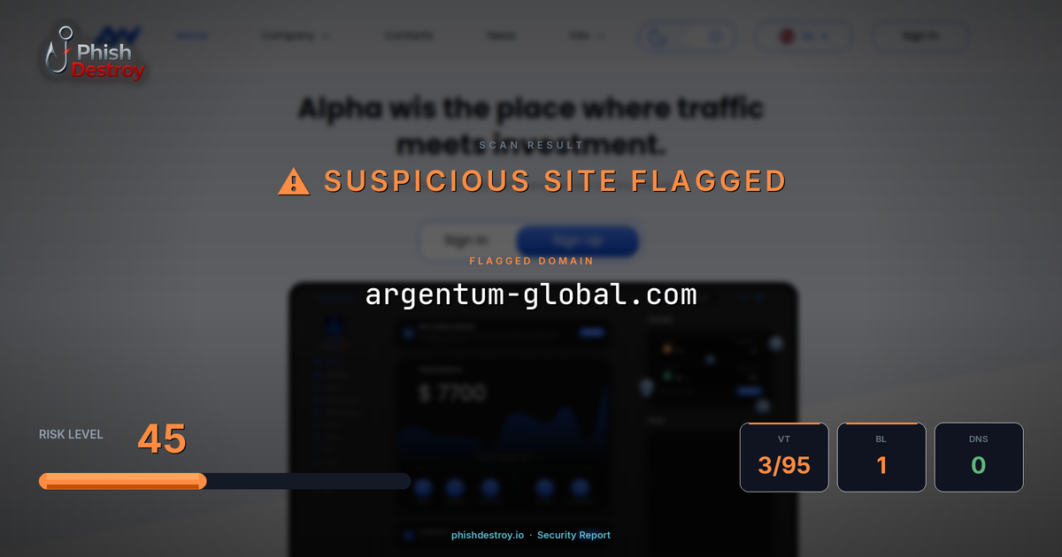 argentum-global.com phishing report — threat analysis by PhishDestroy