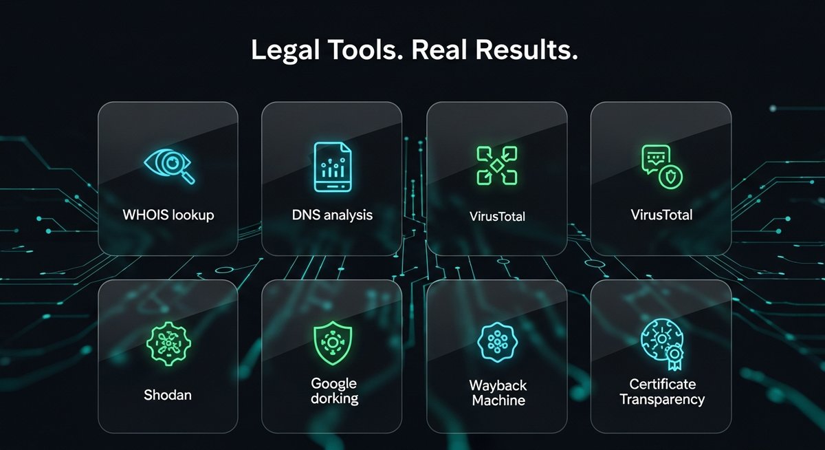 Open-source OSINT tools grid — what we use to investigate scams