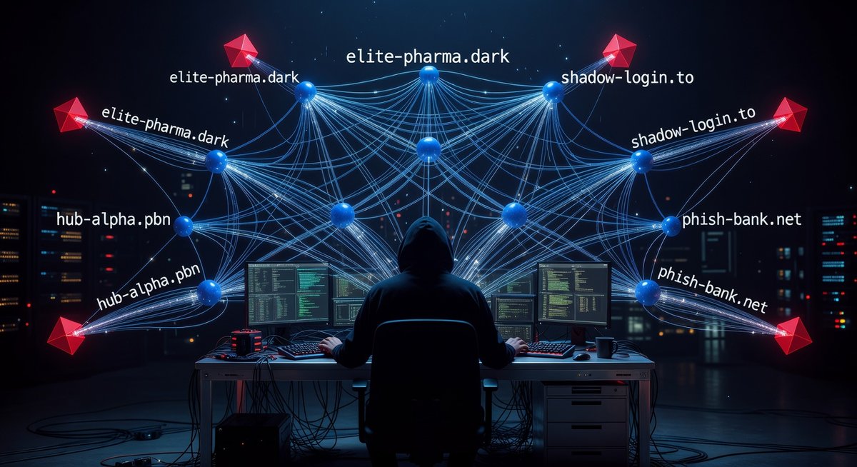 犯罪用PBNネットワークの可視化 — 5つのフィッシング標的サイトへリンクする9つのドナードメイン