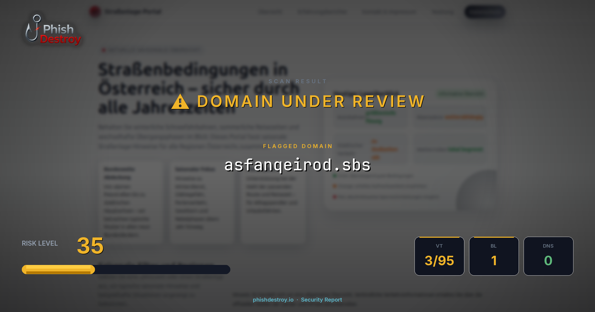 asfanqeirod.sbs phishing report — threat analysis by PhishDestroy