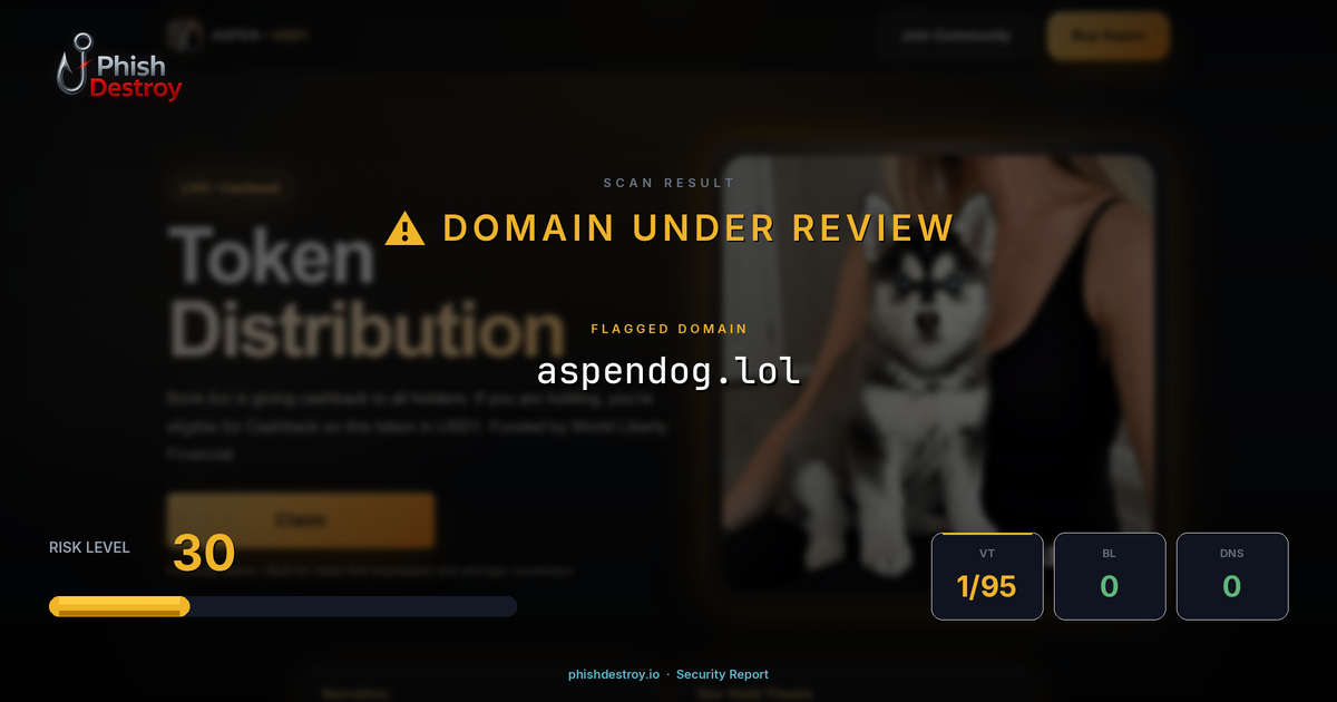 aspendog.lol phishing report — threat analysis by PhishDestroy